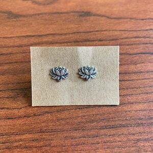 Silver Lotus Flower Earrings